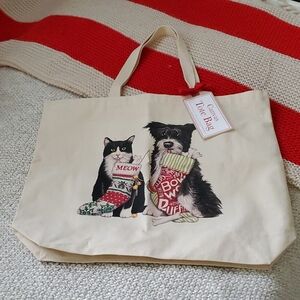 Christmas Canvas Tote Bag with Fur Friends